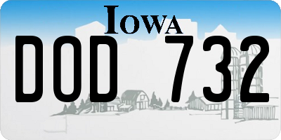 IA license plate DOD732