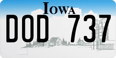 IA license plate DOD737
