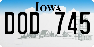 IA license plate DOD745