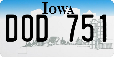 IA license plate DOD751