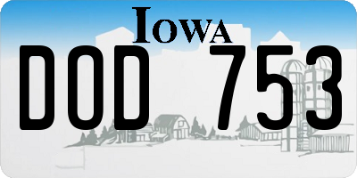 IA license plate DOD753