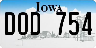 IA license plate DOD754
