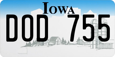 IA license plate DOD755