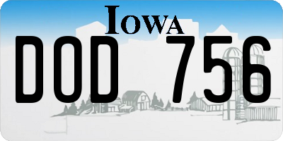 IA license plate DOD756