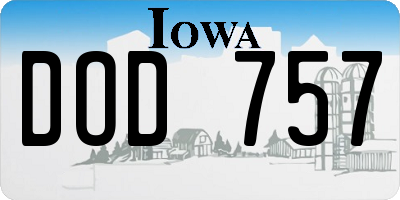 IA license plate DOD757