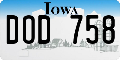 IA license plate DOD758