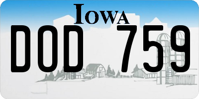 IA license plate DOD759