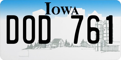 IA license plate DOD761