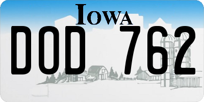 IA license plate DOD762