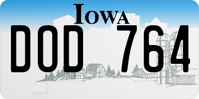 IA license plate DOD764