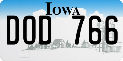 IA license plate DOD766