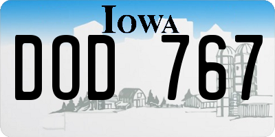 IA license plate DOD767