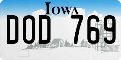 IA license plate DOD769