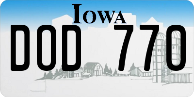 IA license plate DOD770