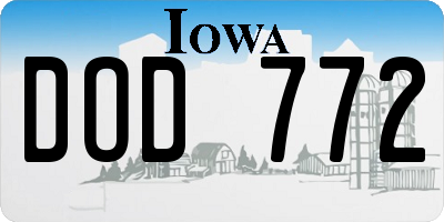 IA license plate DOD772