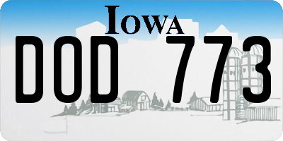 IA license plate DOD773