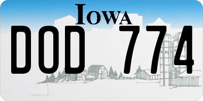 IA license plate DOD774