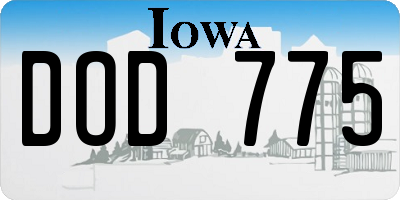 IA license plate DOD775