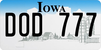 IA license plate DOD777
