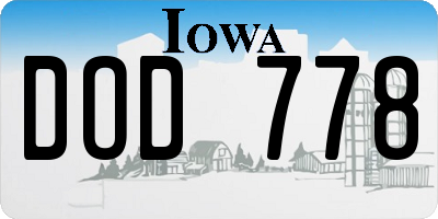 IA license plate DOD778