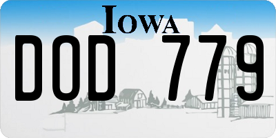 IA license plate DOD779