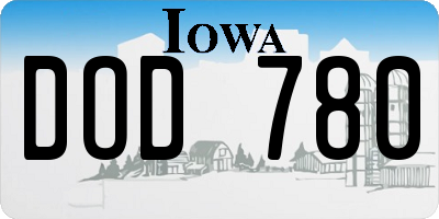 IA license plate DOD780