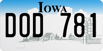 IA license plate DOD781