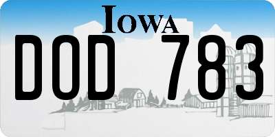 IA license plate DOD783