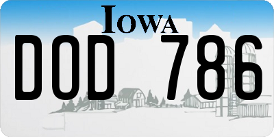 IA license plate DOD786
