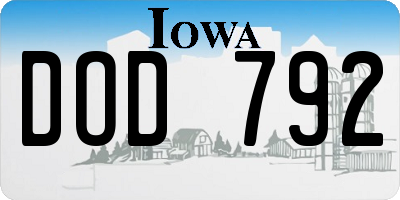 IA license plate DOD792