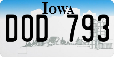 IA license plate DOD793