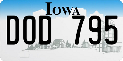 IA license plate DOD795