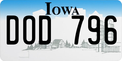 IA license plate DOD796