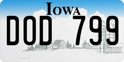 IA license plate DOD799