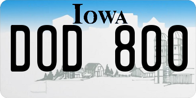 IA license plate DOD800