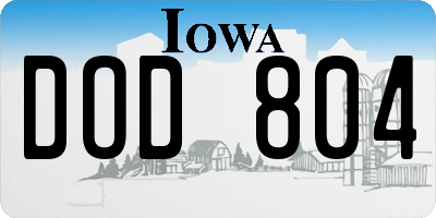 IA license plate DOD804