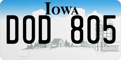 IA license plate DOD805
