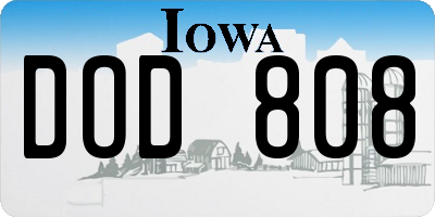 IA license plate DOD808