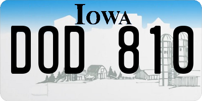 IA license plate DOD810