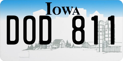 IA license plate DOD811