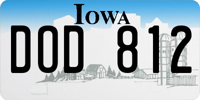 IA license plate DOD812