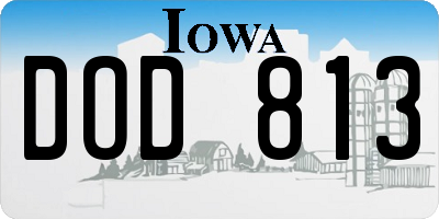IA license plate DOD813