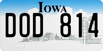 IA license plate DOD814