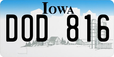 IA license plate DOD816