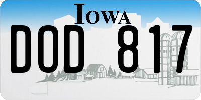IA license plate DOD817