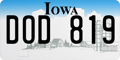 IA license plate DOD819
