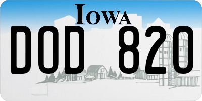 IA license plate DOD820