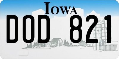 IA license plate DOD821