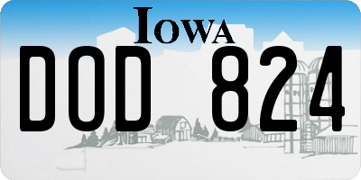 IA license plate DOD824