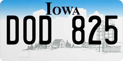 IA license plate DOD825